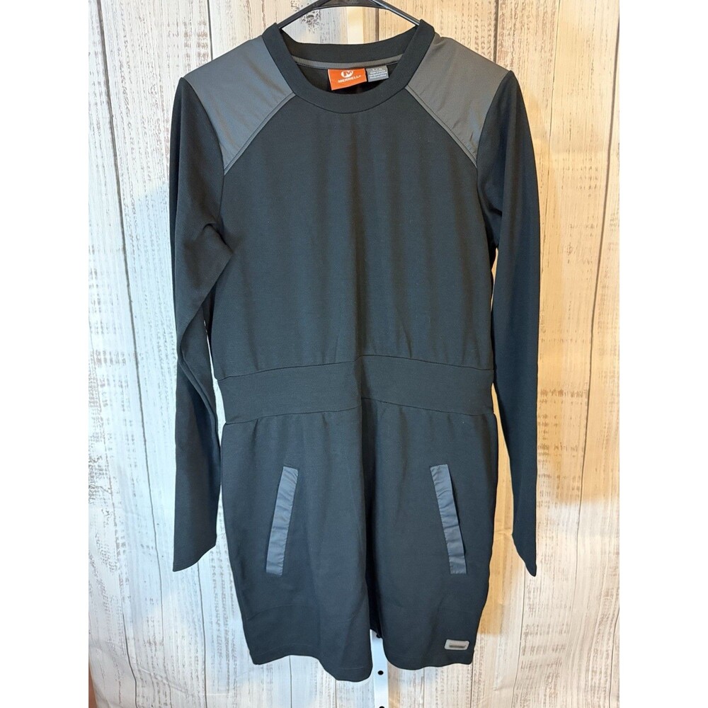 Merrell Women’s Black Crew Neck Long Sleeve Shift Dress Pockets Size L/G